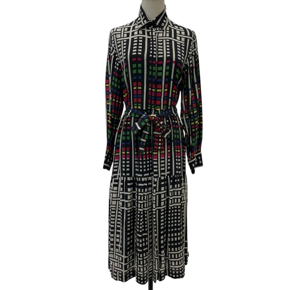 mii ミイ AU CINEMA シルク シャツワンピース S マルチ レディース 古着