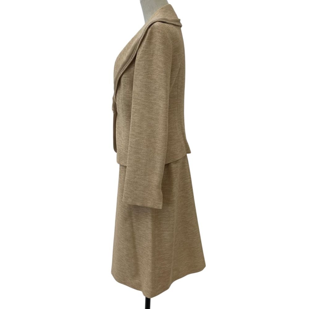 LANVIN COLLECTION ランバン ウールブレンド ジャケット スカート ブラウス 3点 セットアップ 42 40 ベージュ レディース 古着