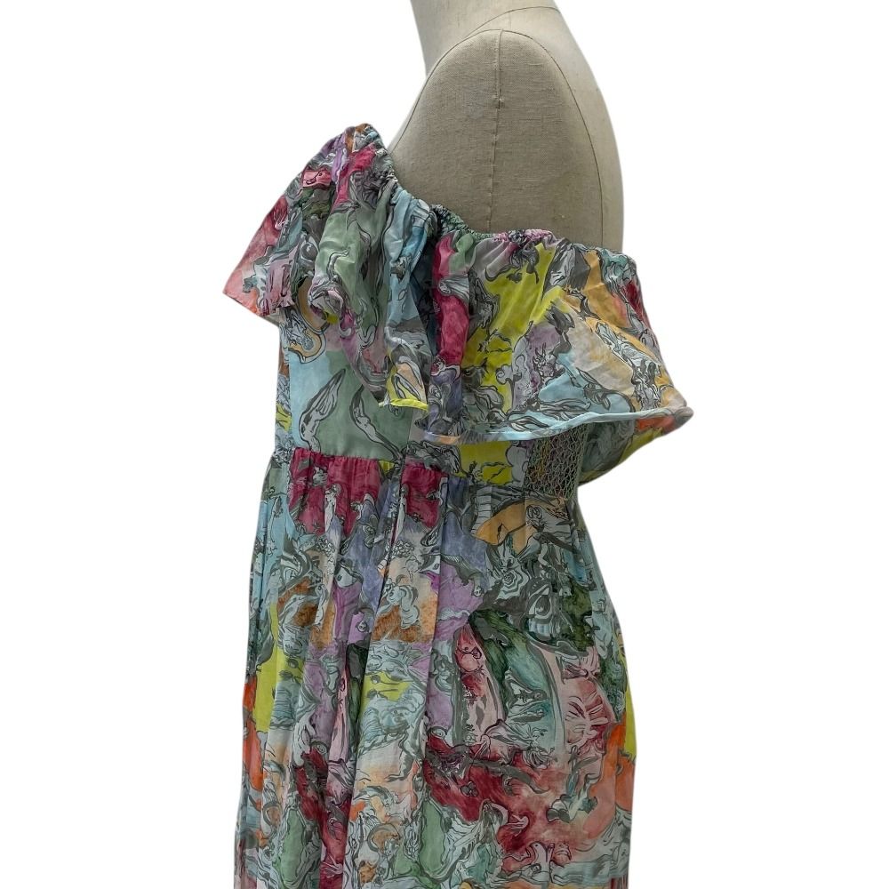 Alice olivia アリスオリビア シルクブレンド フローラルプリント オフショルダードレス ワンピース 6 マルチ レディース 古着 ノースリーブ その他