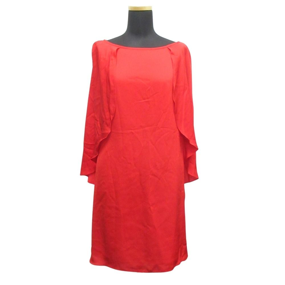 MILLY ミリー シルク フ ノースリーブ ワンピース ドレス パーティー サイズ0 赤 レッド レディース 古着