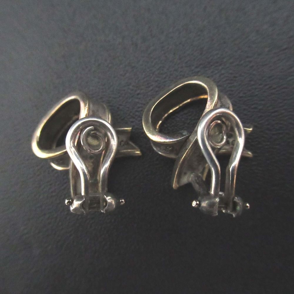 Tiffany-Co ティファニー ヴィンテージ リボン クリップ イヤリング SV ゴールド×シルバー レディース 古着