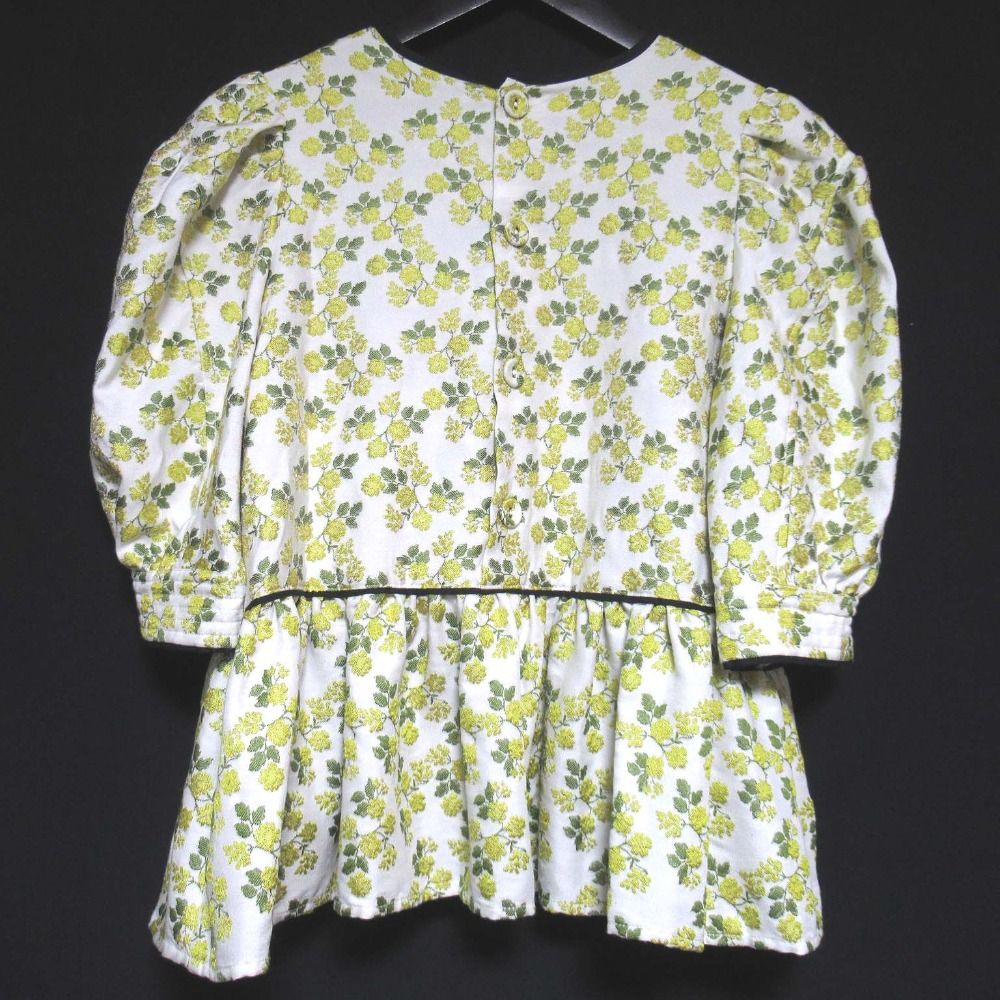 SEVEN TEN by miho kawahito セブンテンバイミホカワヒト フラワージャガード プルオーバー ブラウス Mサイズ ホワイト×イエロー レディース 古着