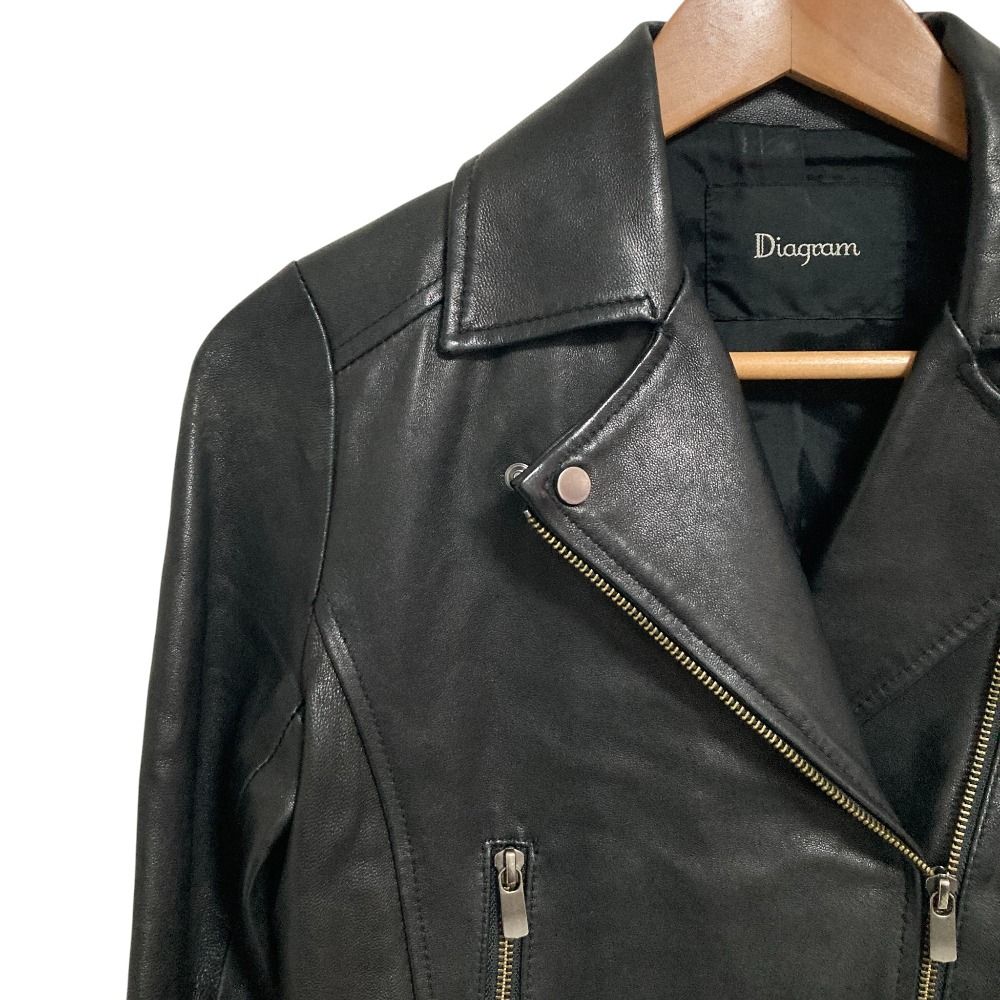 良品 Diagram ダイアグラム ラムレザー ライダースジャケット 36サイズ