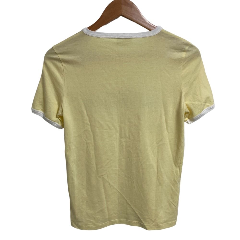 CELINE セリーヌ Je t aime プリント リンガーTシャツ XSサイズ ライトイエロー レディース 古着