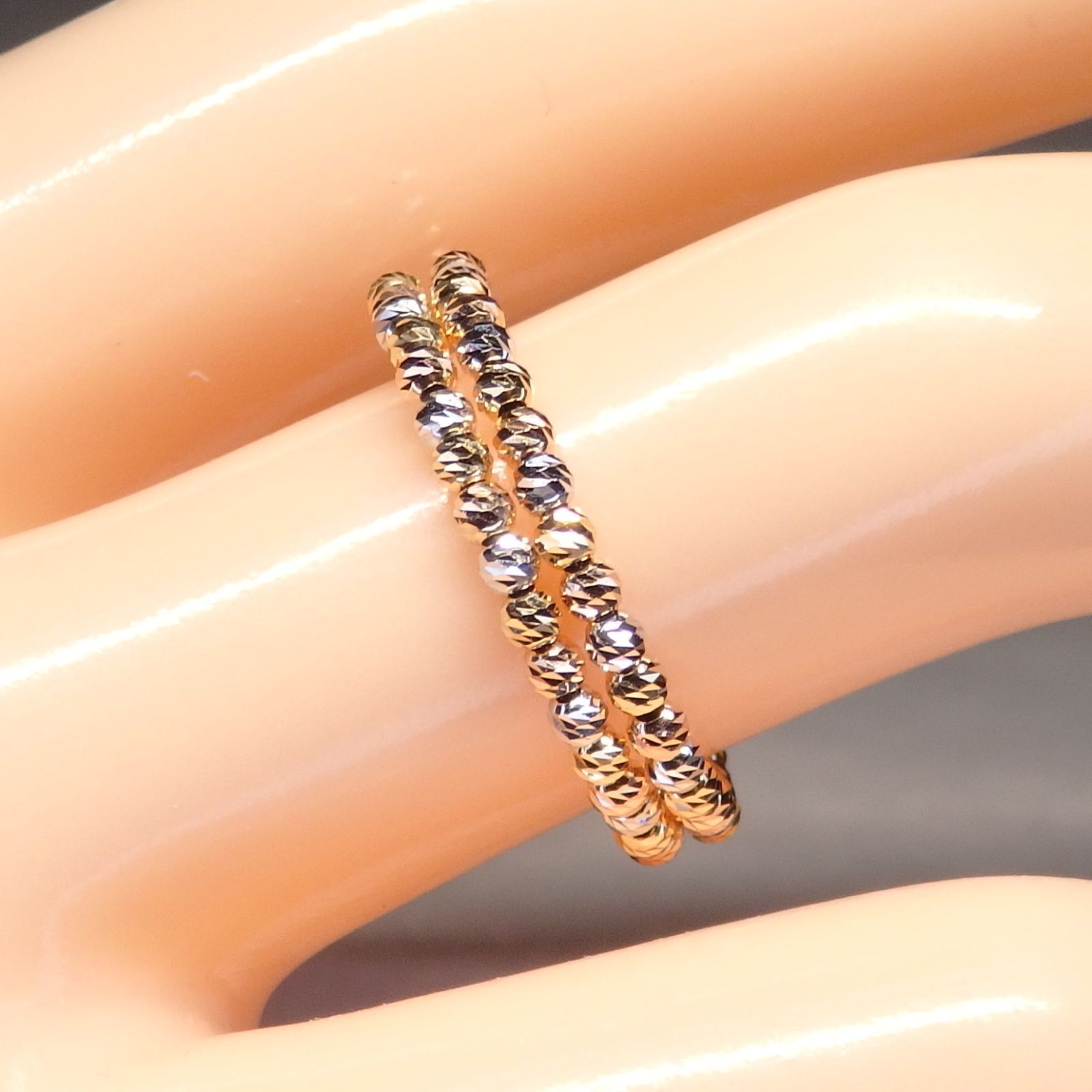 形状記憶リング 2連 Z5726 ゴールドK18 地金 指輪 フリーサイズ 形状