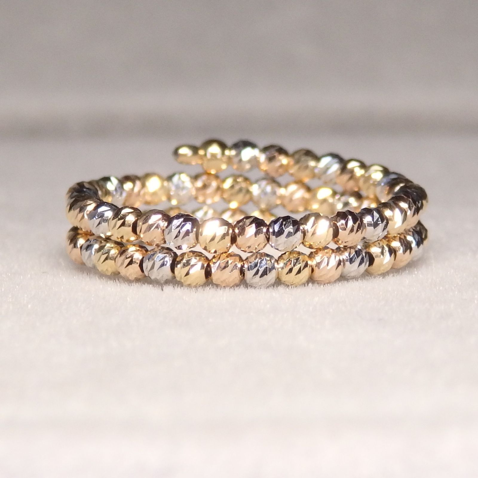 形状記憶リング 2連 Z5853 K18スリーカラー 地金 指輪 フリーサイズ