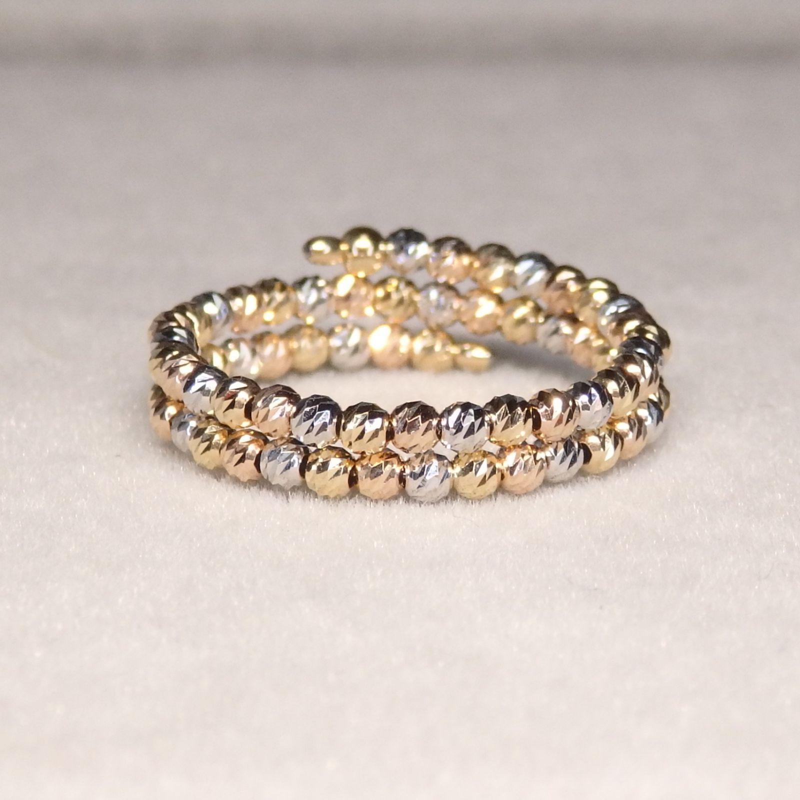 形状記憶リング 2連 Z5853 K18スリーカラー 地金 指輪 フリーサイズ