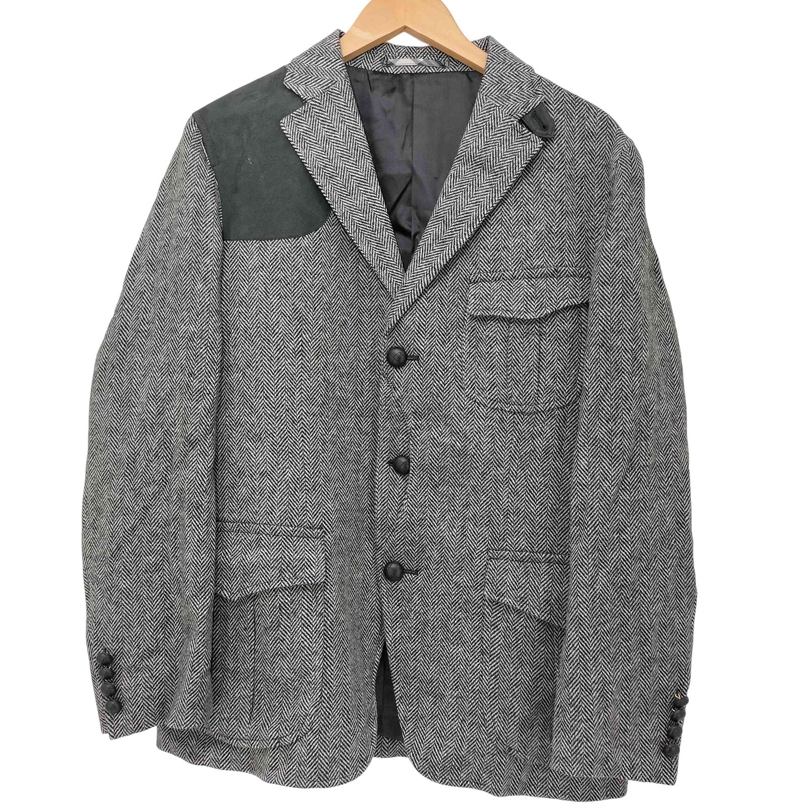 ザスコッチハウス The Scotch House 切替 ヘリンボーンツイル バスケットボタン 3B テーラードジャケット メンズ JPN：M 
