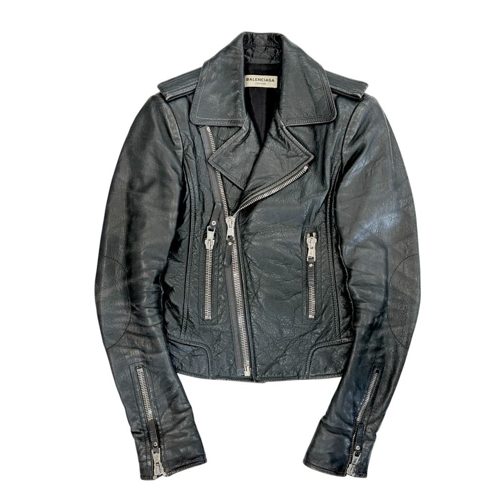 バレンシアガ　Balenciaga ライダース　　ラムレザー　ダブル　00ss BALENCIAGA バレンシアガ ラムレザー ダブル ライダースジャケット 34