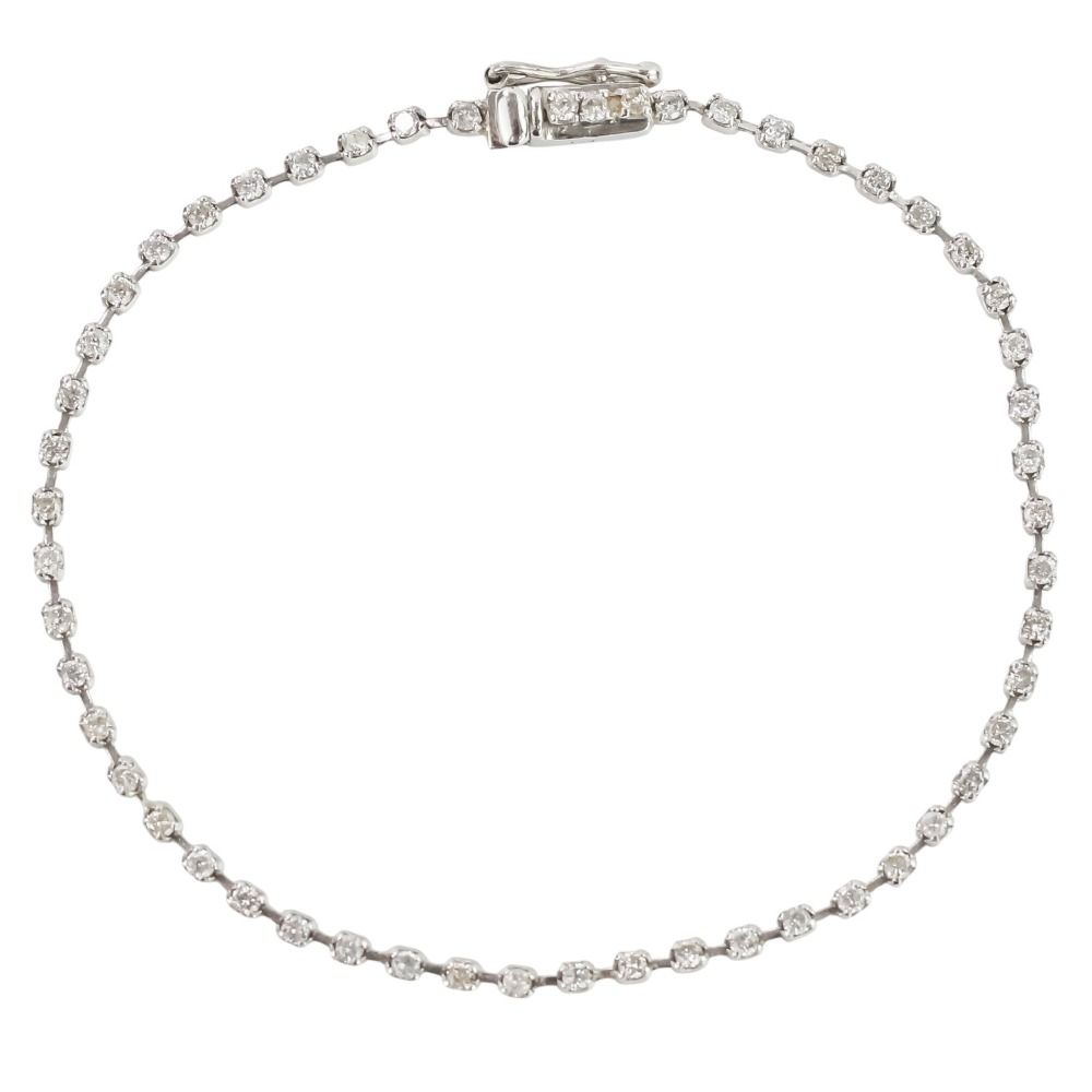 ノーブランド Pt850 ダイヤモンド Total 1.00ct ブレスレット 総重量4.4g シルバー レディース 古着