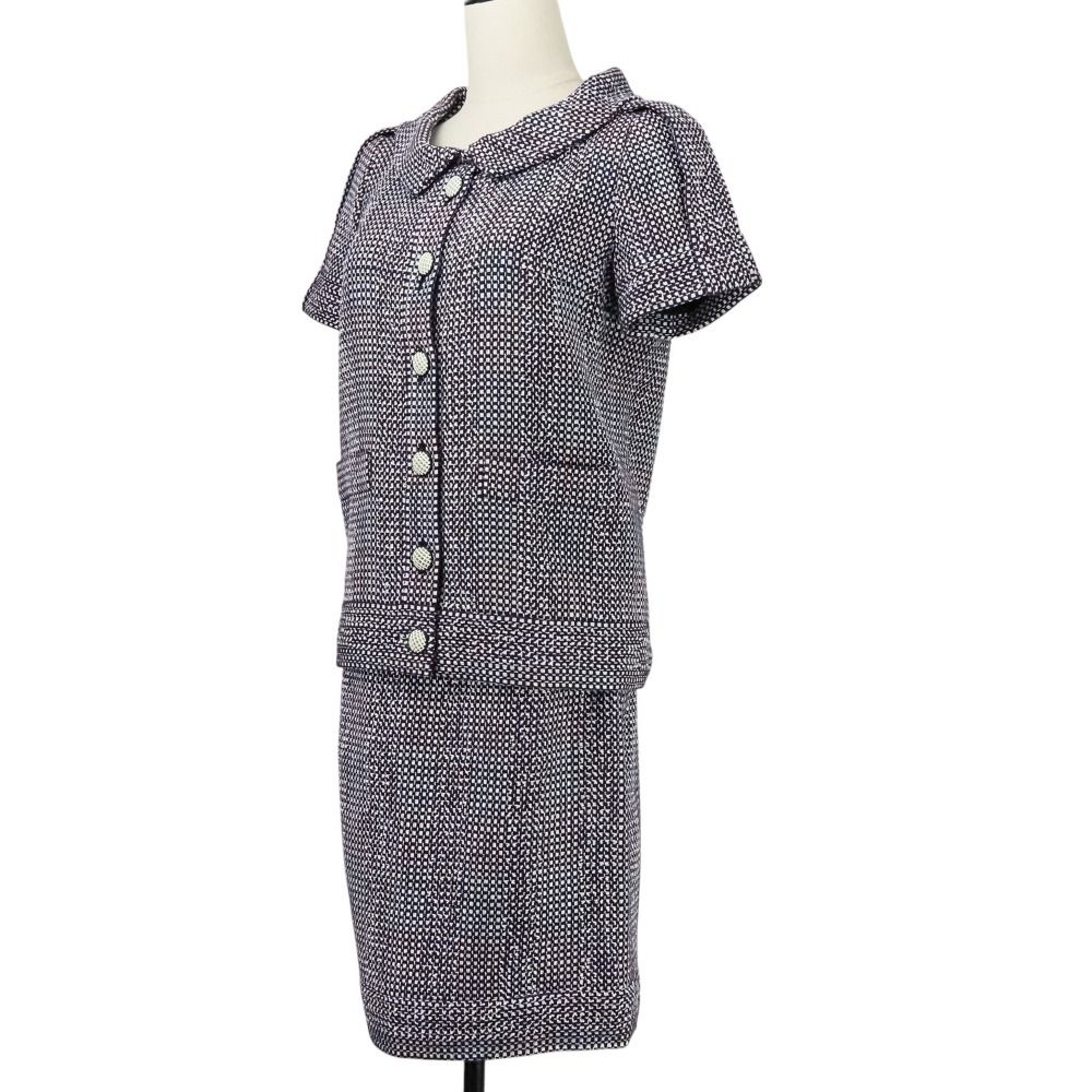 09P CHANEL シャネル ツイードジャケット スカート セットアップ P35404 サイズ38 パープル レディース 古着