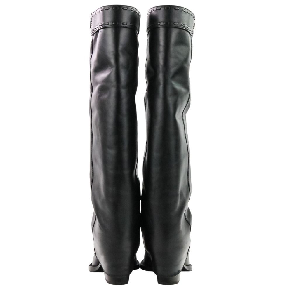  FENDI フェンディ ミネルヴァ レザーロングブーツ 36 23.0 cm程度 8 W 8566 ブラック レディース 古着 その他 ブーツ