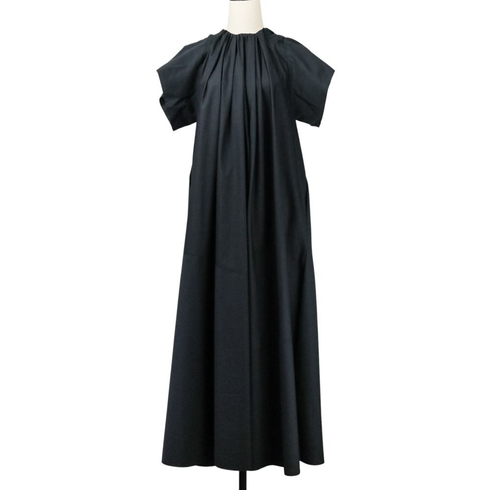 24SS MM6 Maison Margiela エムエム6 メゾンマルジェラ Maxi Dress ギャザーネック ロングワンピース S52DG0007 36 ブラック レディース 古着