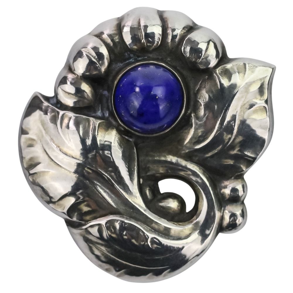 Georg Jensen ジョージジェンセン 71 ラピスラズリ SV925 ブローチ シルバー ブルー レディース 古着