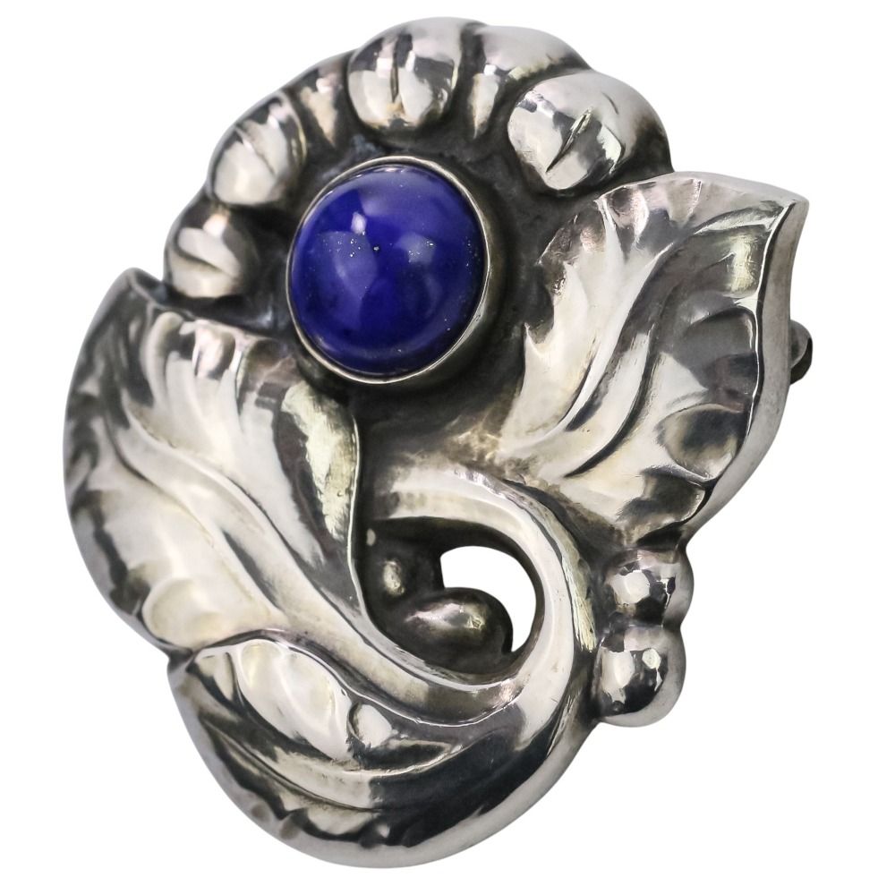 Georg Jensen ジョージジェンセン 71 ラピスラズリ SV 925 ブローチ シルバー ブルー レディース 古着