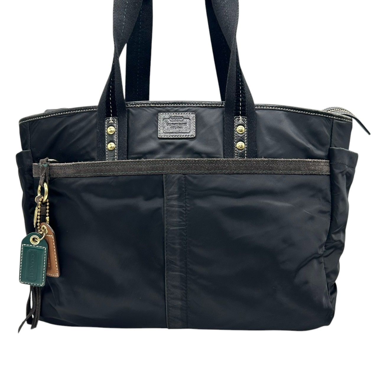 COACH トートバッグ 黒 レザー 大容量A4可 通勤 通学 オールドコーチ 