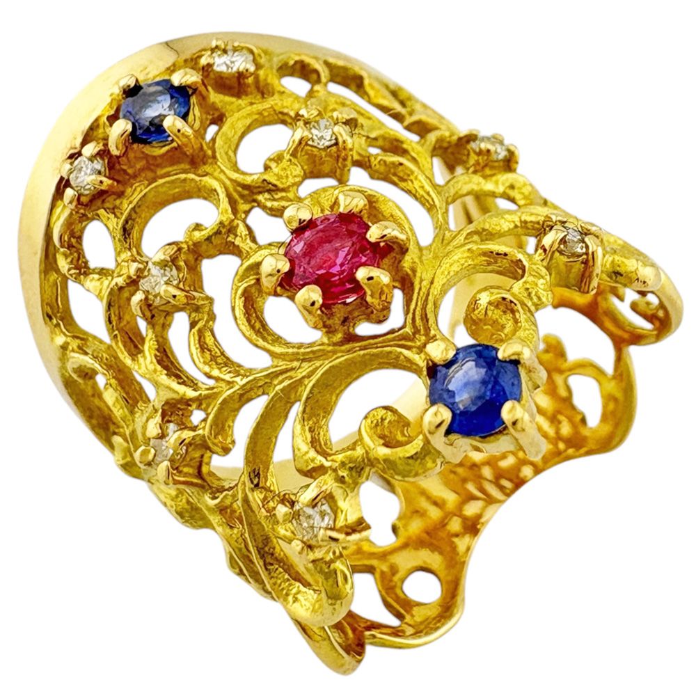 リング 指輪 16号 18金 K18イエローゴールド ルビー レディース