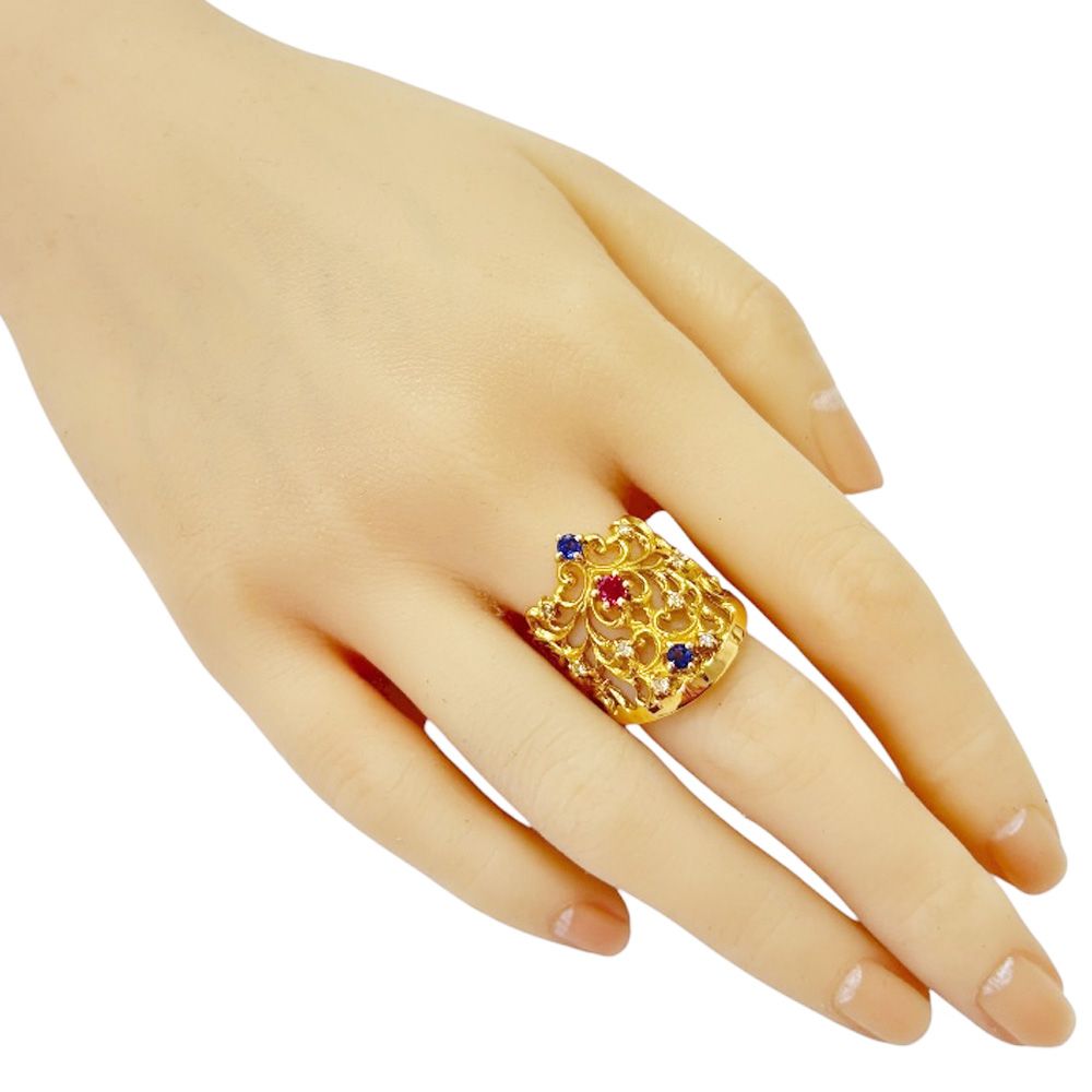 リング 指輪 16号 18金 K 18イエローゴールド ルビー レディース