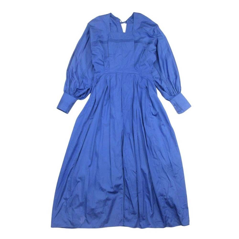 JUN MIKAMI ジュンミカミ ALUMO アルモブロード スクエアネック ロングドレス ワンピース コットンブロード 青 レディース 古着