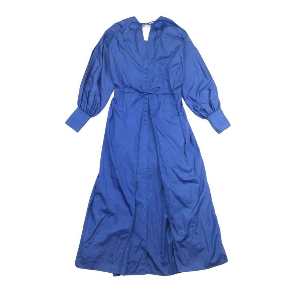 JUN MIKAMI ジュンミカミ ALUMO アルモブロード スクエアネック ロングドレス ワンピース コットンブロード 青 レディース 古着