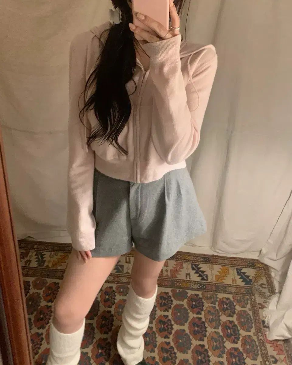 リズ leeds エイミー カシミア ピンタック ショーツ グレー M