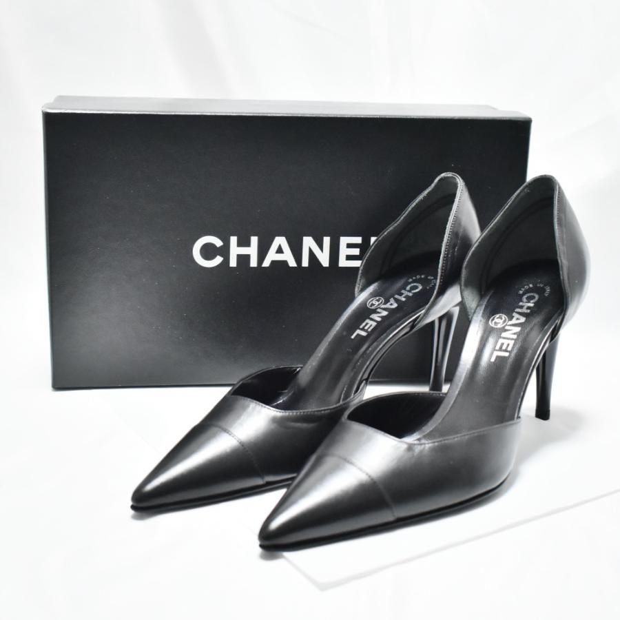  CHANEL シャネル ココマーク ハイヒール パンプス 靴 37 1 2 約24.5 ブラック カーフ レザー レディース ハイヒール パンプス パンプス