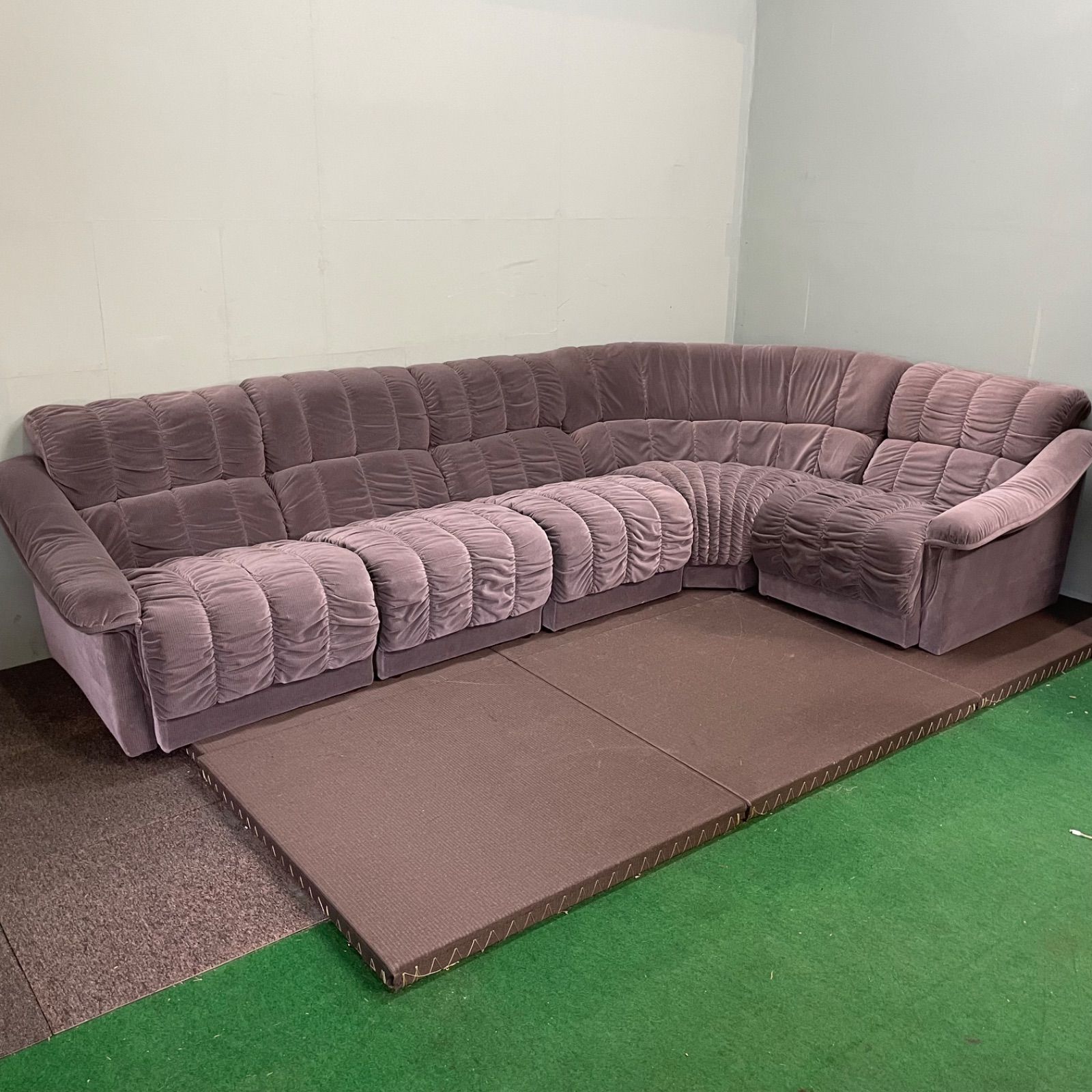 ♭ み 5ピース ソファ L字 ロングソファ 幅270cm 5連 グレー