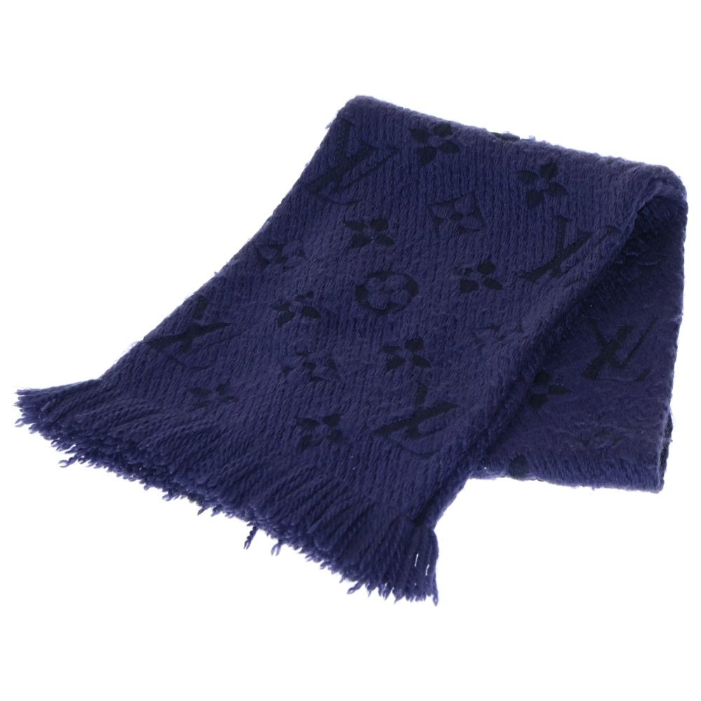 LOUIS VUITTON ルイヴィトン モノグラム エシャルプロゴマニア シルク混ウールマフラー パープル M75703