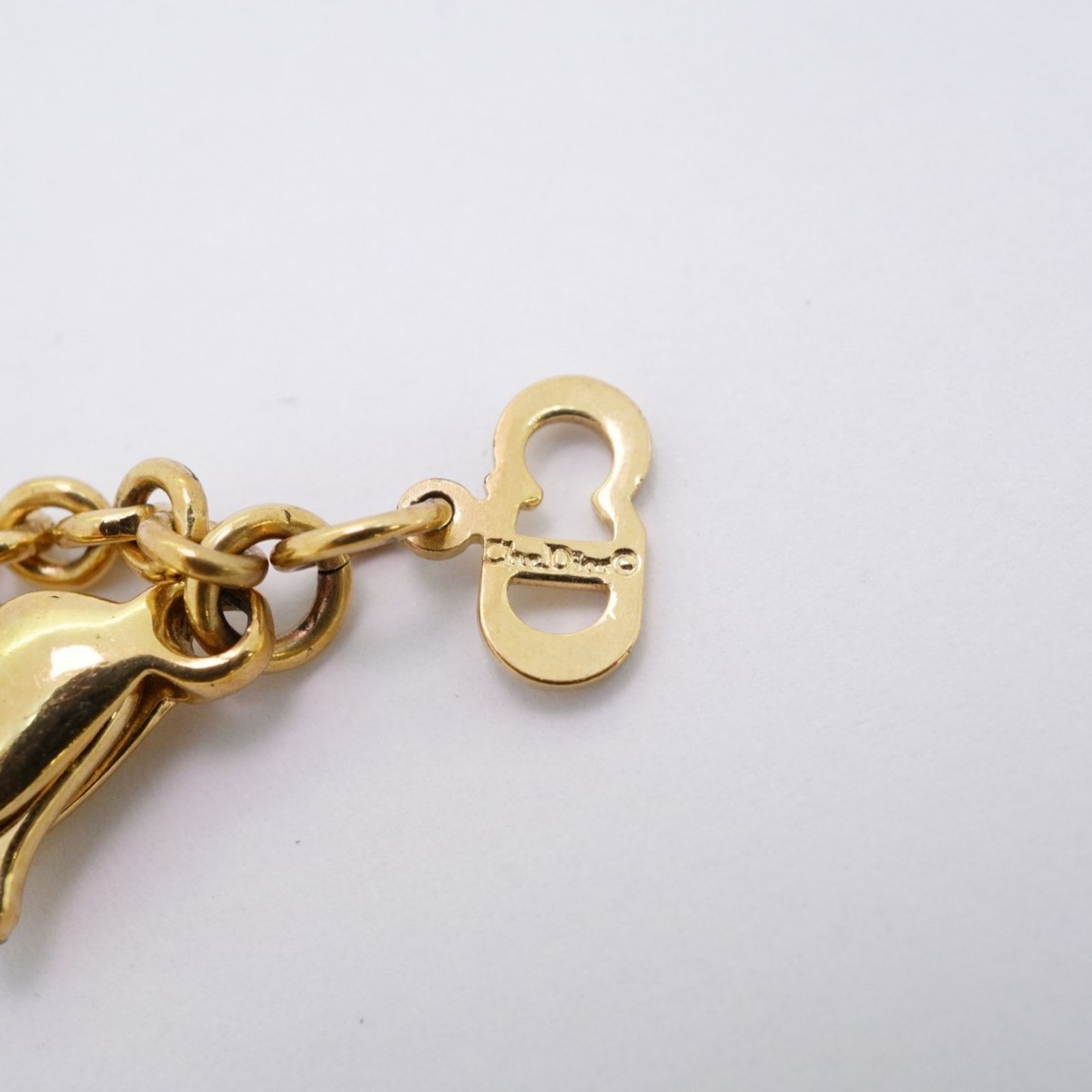 Christian Dior◇ネックレス/メッキ/ラインストーン/GLD/レディース