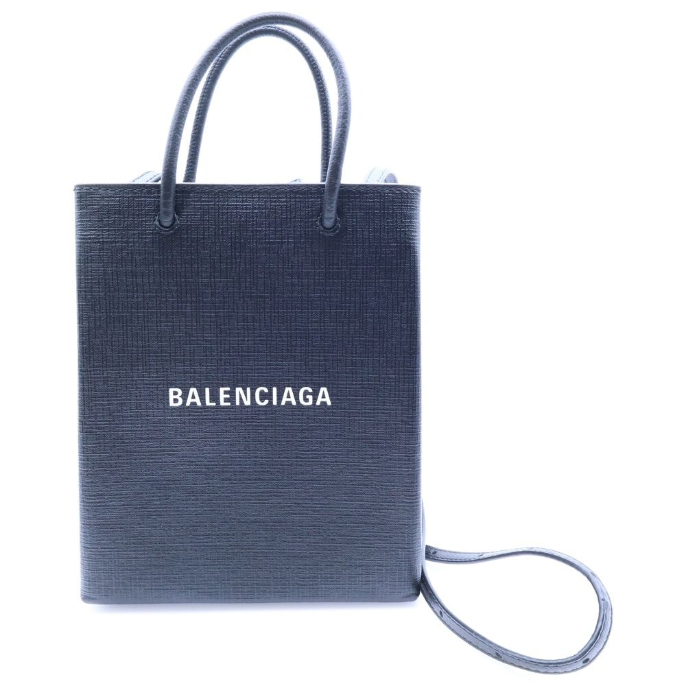 BALENCIAGA バレンシアガ ミニショッピングバッグ 2WAYバッグ トートバッグ ハンドバッグ ショルダーバッグ ブラック レザー 693805 シルバー金具