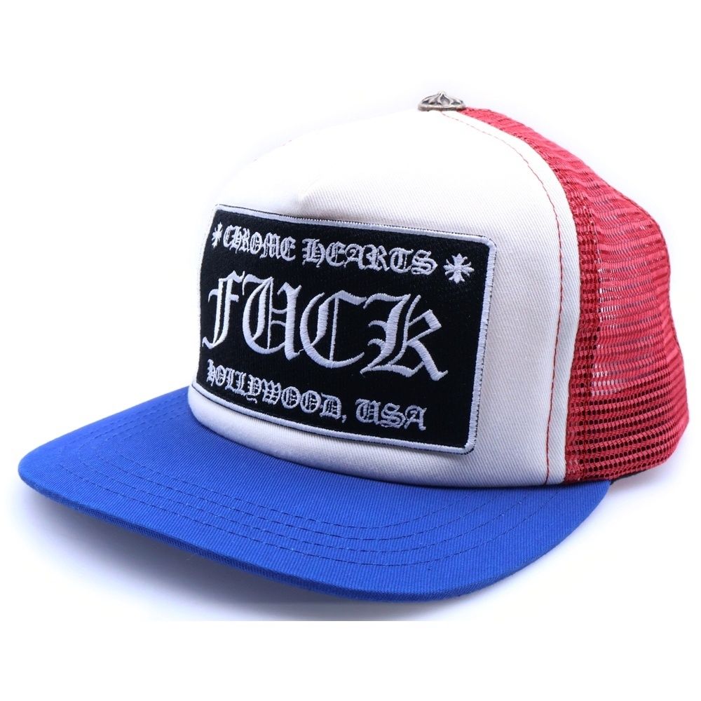 CHROME HEARTS クロムハーツ TRUCKER CAP トラッカーキャップ FUCKロゴパッチクロスボール付メッシュキャップ 帽子 ブルー ホワイト