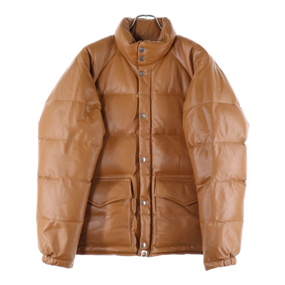 A BATHING APE アベイシングエイプ LEATHER CLASSIC DOWN JACKET シープスキン レザー クラシック ジップアップ ダウンジャケット ブラウン