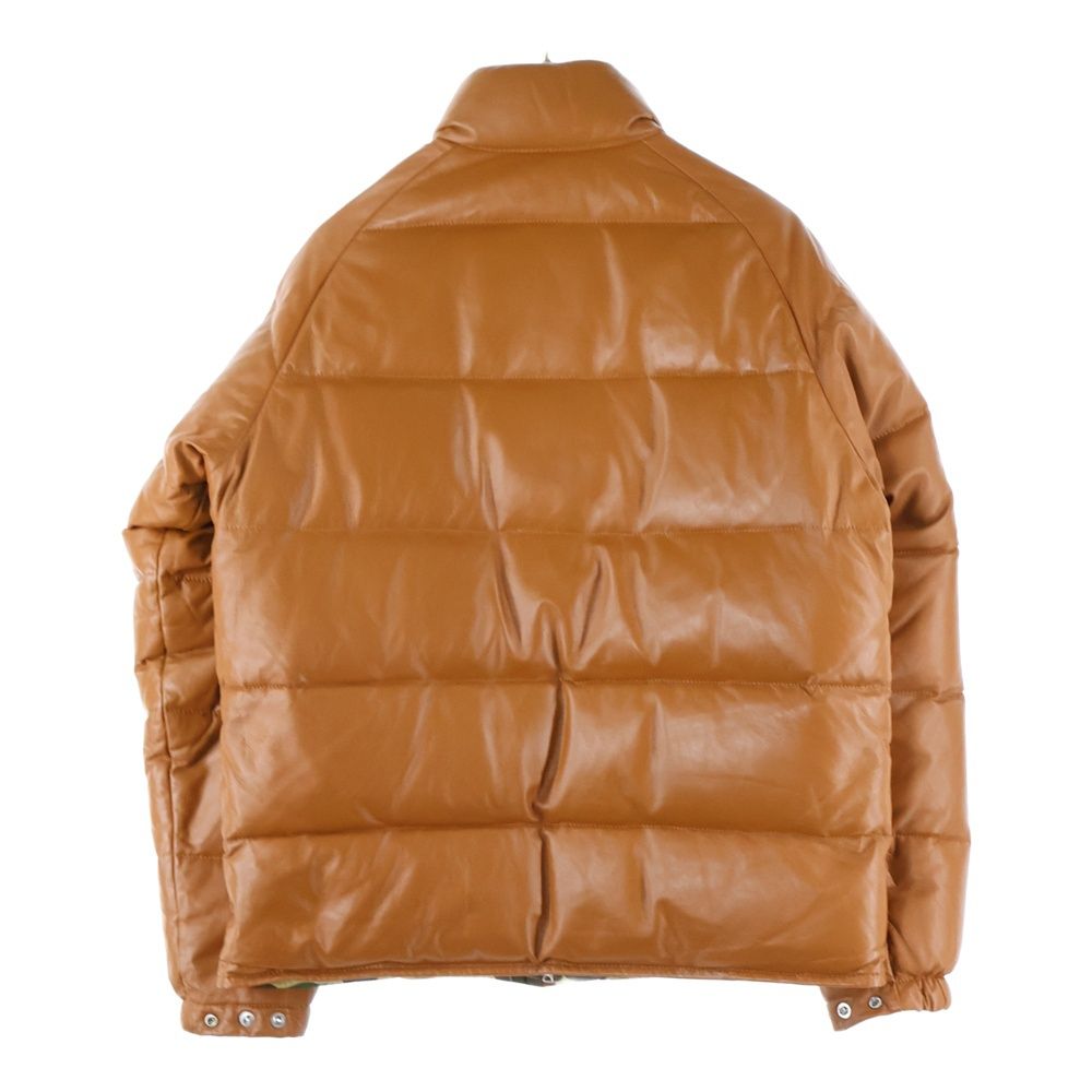 A BATHING APE アベイシングエイプ LEATHER CLASSIC DOWN JACKET シープスキン レザー クラシック ジップアップ ダウンジャケット ブラウン 001HJ9801018