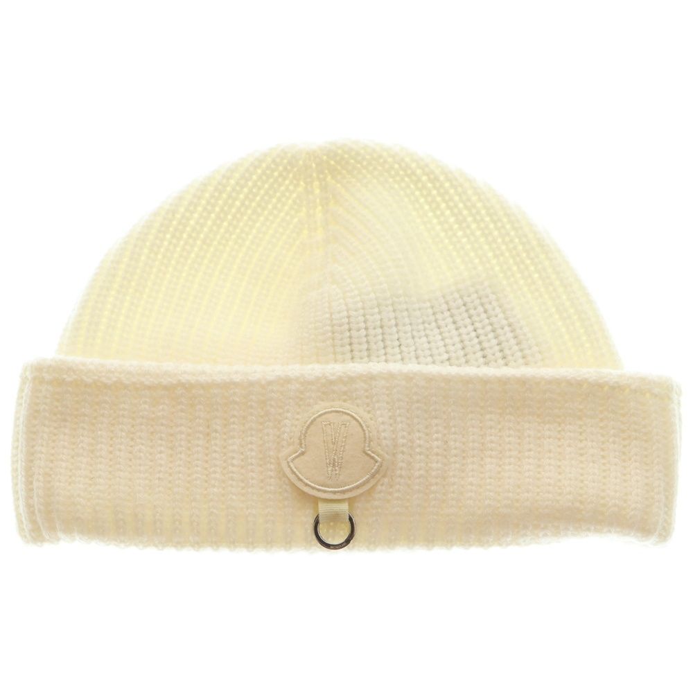 MONCLER モンクレール ×Willow Smith ウィロースミスコラボ ロゴワッペン付ウールニットキャップ ビーニー ホワイト J209T3B00004M1131