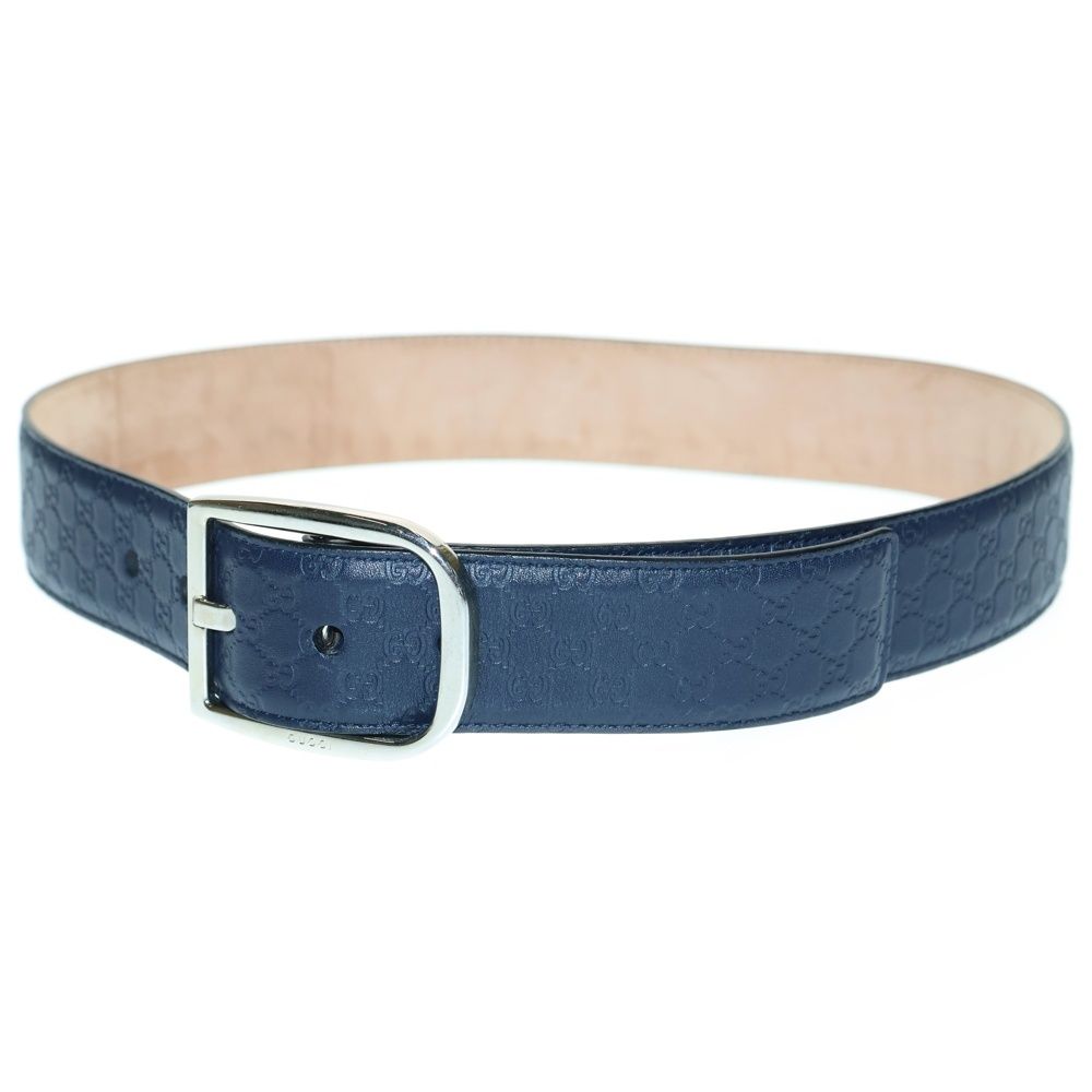 GUCCI グッチ GGスプリーム レザーベルト ネイビー 449719 シルバー金具