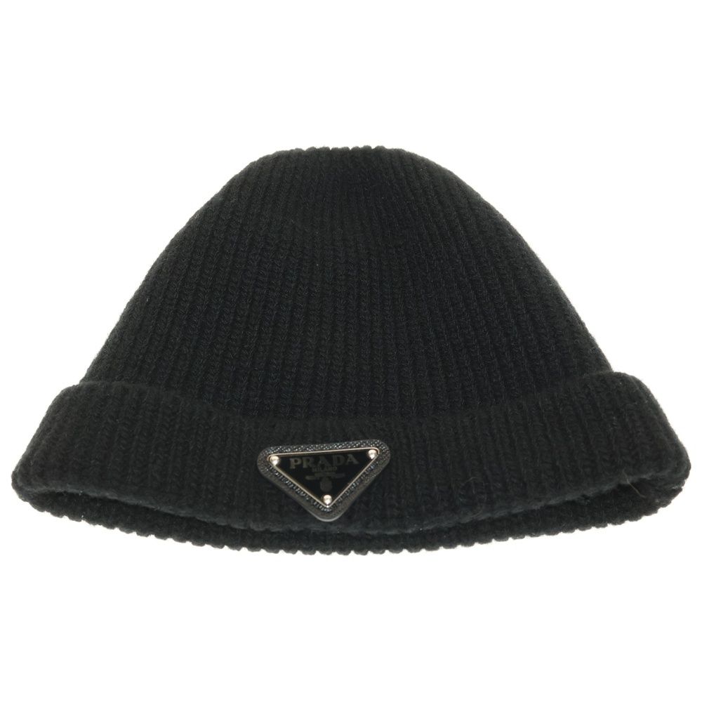 PRADA プラダ トライアングルロゴ ビーニー ニット帽 ブラック