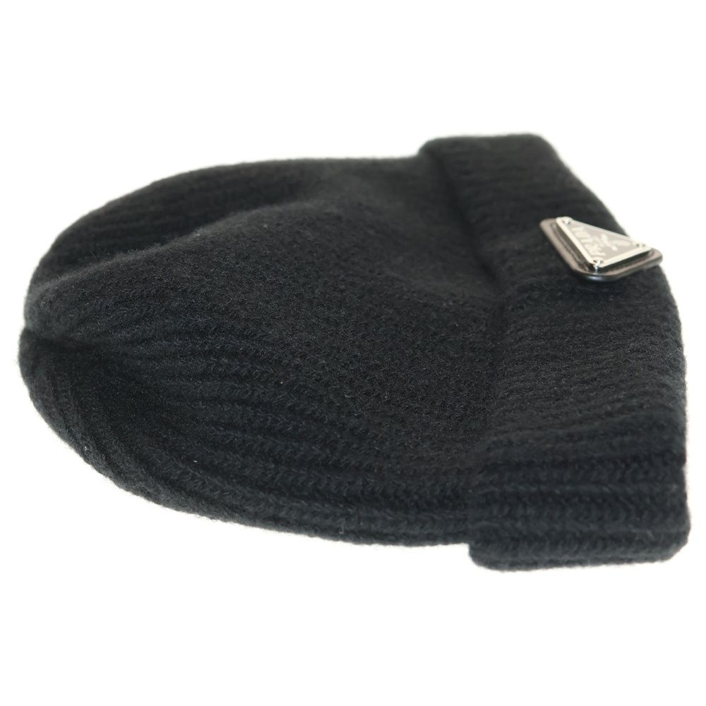 PRADA (プラダ) トライアングルロゴ ビーニー ニット帽 ブラック