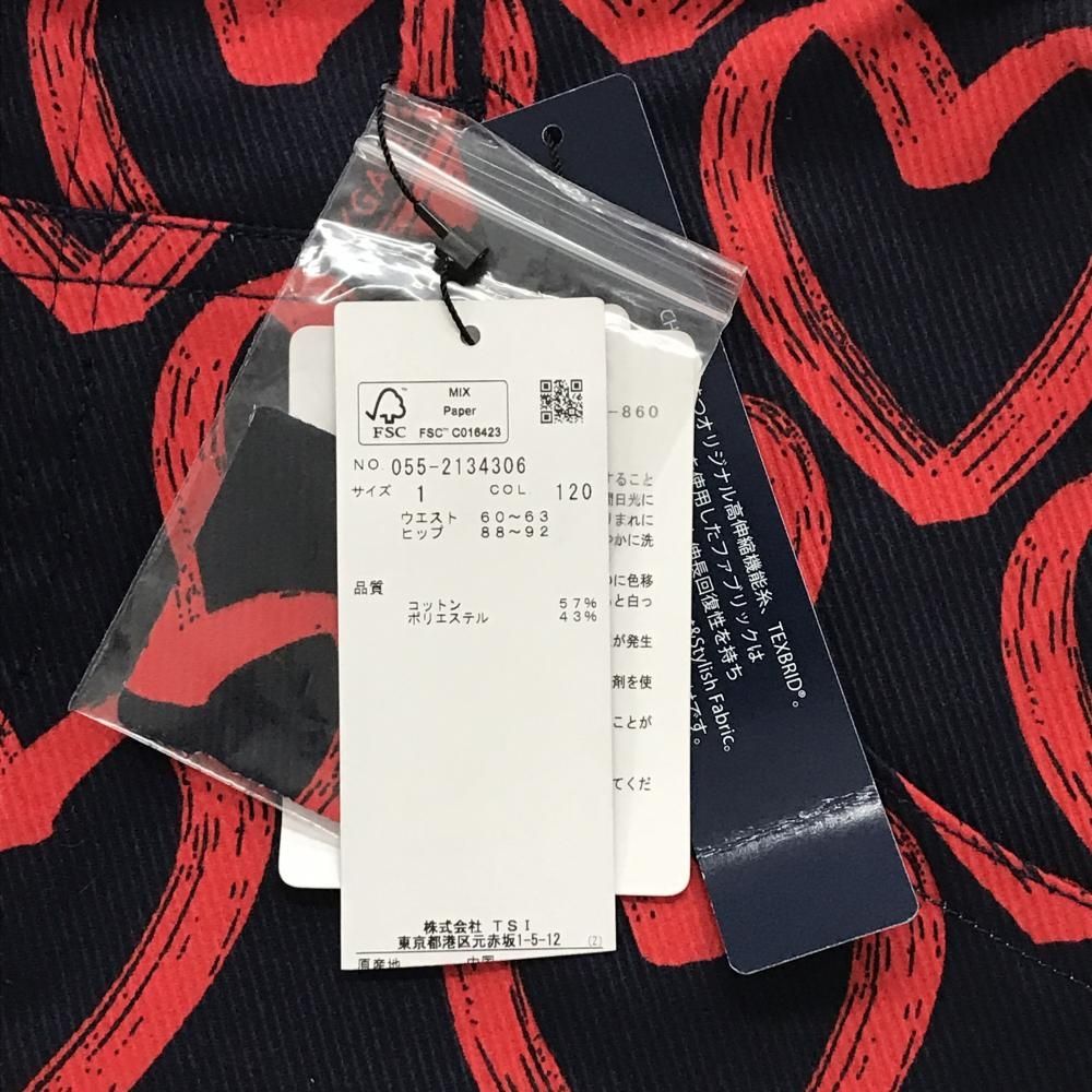  パーリーゲイツ スカート ネイビー×レッド ハート柄 ストレッチ レディース 1 M ゴルフウェア PEARLY GATES スカート レディースウェア