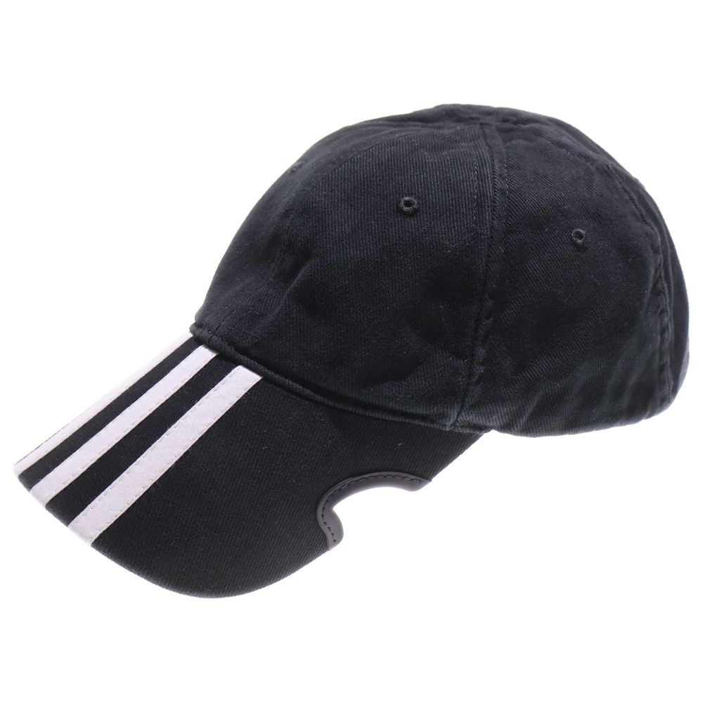 BALENCIAGA バレンシアガ ×ADIDAS ロゴストライプ ベースボールキャップ ブラック 712160 410B2