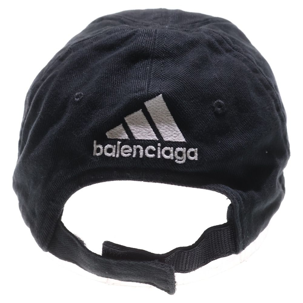 BALENCIAGA バレンシアガ ×ADIDAS ロゴストライプ ベースボールキャップ ブラック 712160 410B2