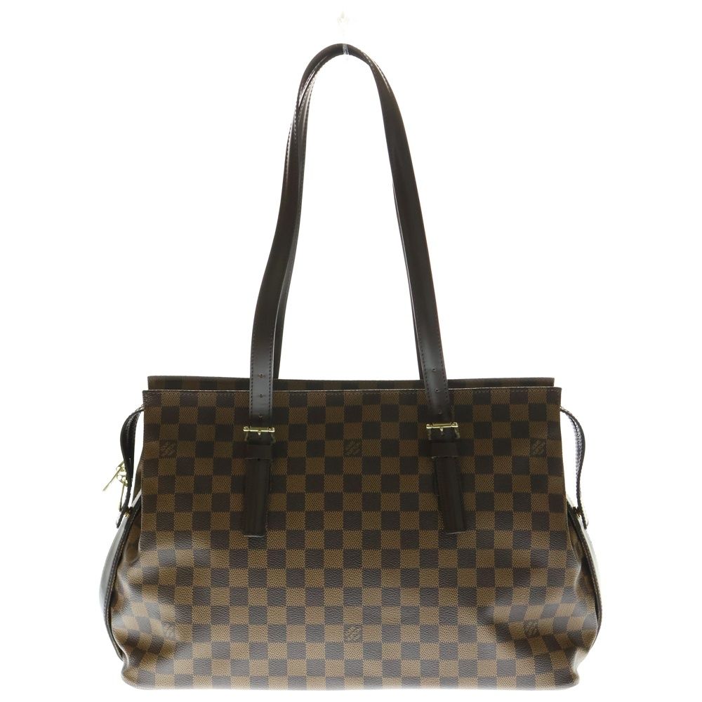 LOUIS VUITTON ルイヴィトン チェルシー ダミエ PVC レザー ショルダー トートバッグ ゴールド金具 ブラウン N51119