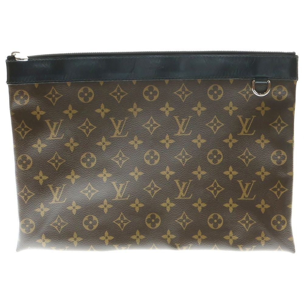 LOUIS VUITTON ルイヴィトン ポシェット ディスカバリー モノグラム マカサー PVC レザー クラッチ セカンドバッグ シルバー金具 ブラウン ブラック M69411