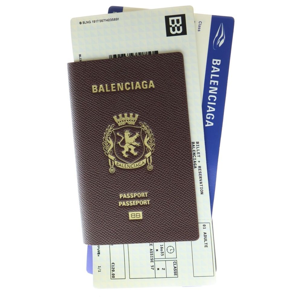 BALENCIAGA バレンシアガ PASS LO WA 2 TIC パスポート 二つ折り財布 長財布 カードケース ロングウォレット レザー ワインレッド×ブルー×ホワイト 787777