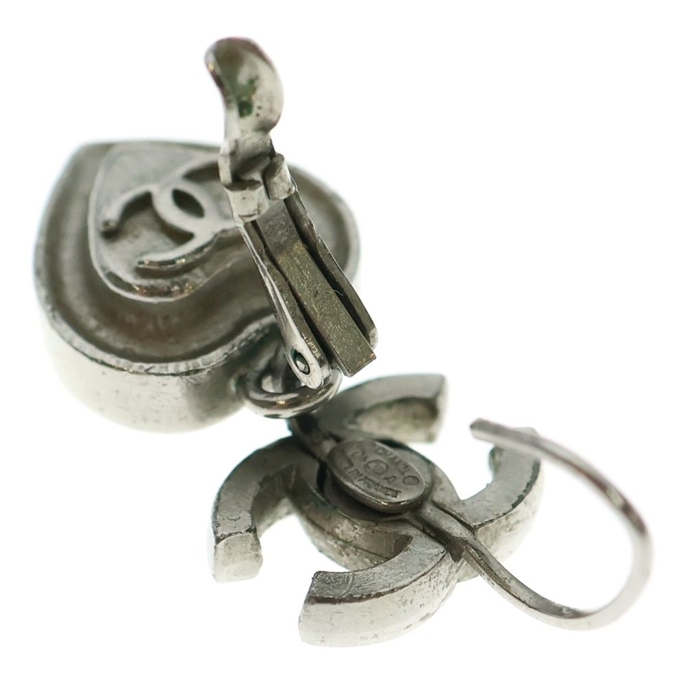 CHANEL シルバー ピアス CCマーク ハート CHANEL (シャネル) ココマーク ラインストーン付ハートピアス シルバー