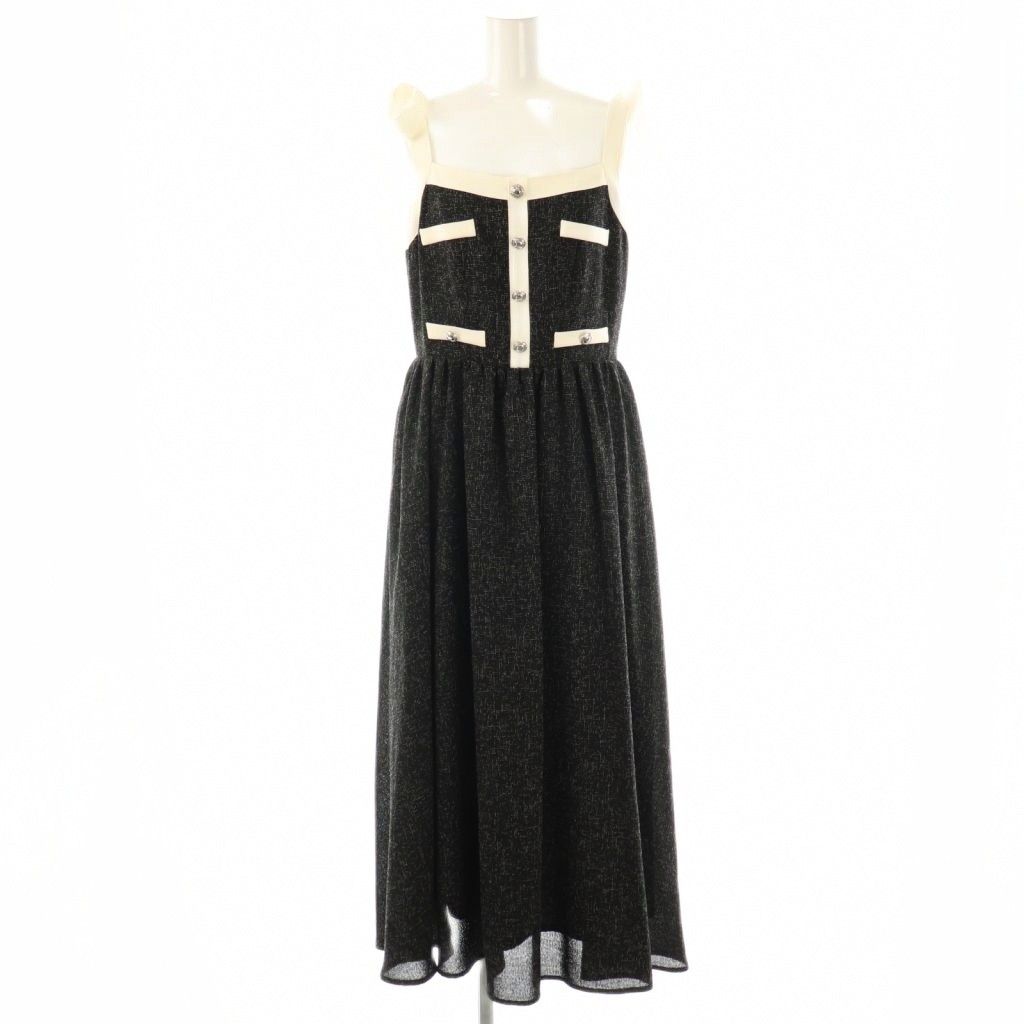 ハーリップトゥ Her lip to 24SS weed Long Dress キャミワンピース ロング M ブラック ホワイト ES OS