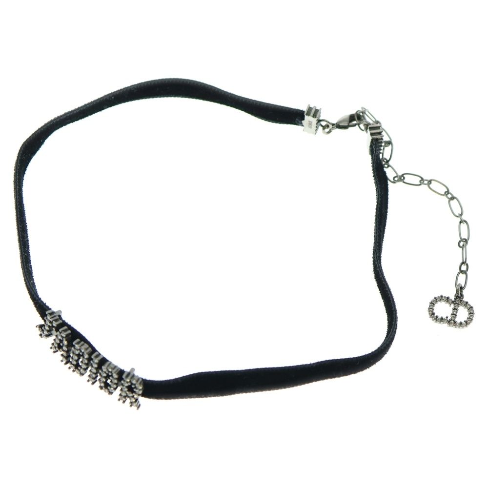 Christian Dior クリスチャンディオール ジャディオール チョーカー ネックレス ブラック ベロア シルバー金具