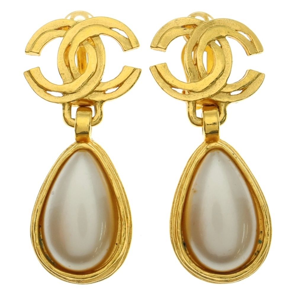 CHANEL シャネル ココマーク ドロップ パール イヤリング イヤー ゴールド 97A