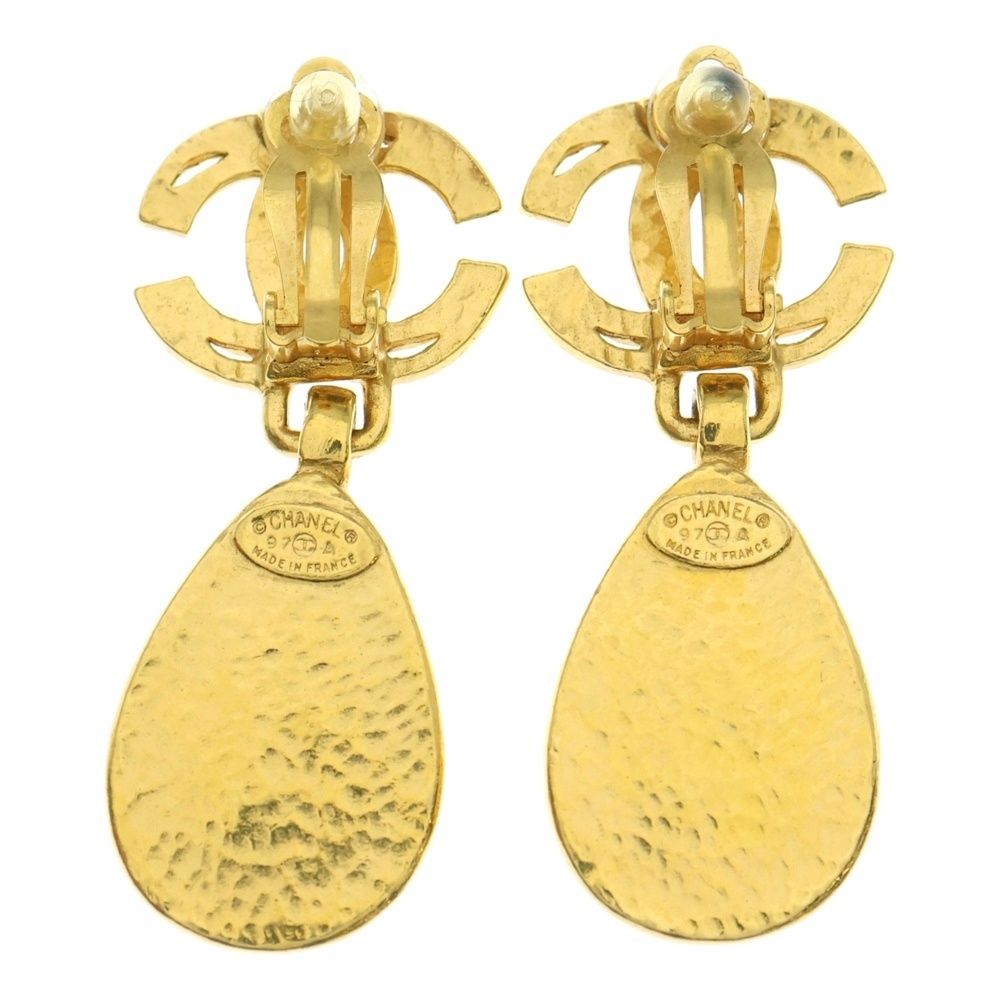 CHANEL シャネル ココマーク ドロップ パール イヤリング イヤー ゴールド 97 A
