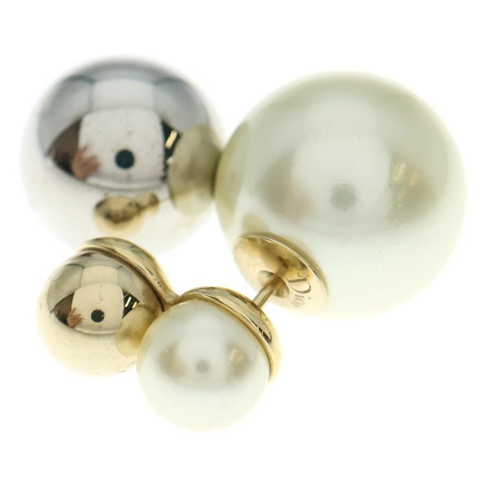DIOR ディオール トライバル パールモチーフピアス ホワイト×シルバー×ゴールド