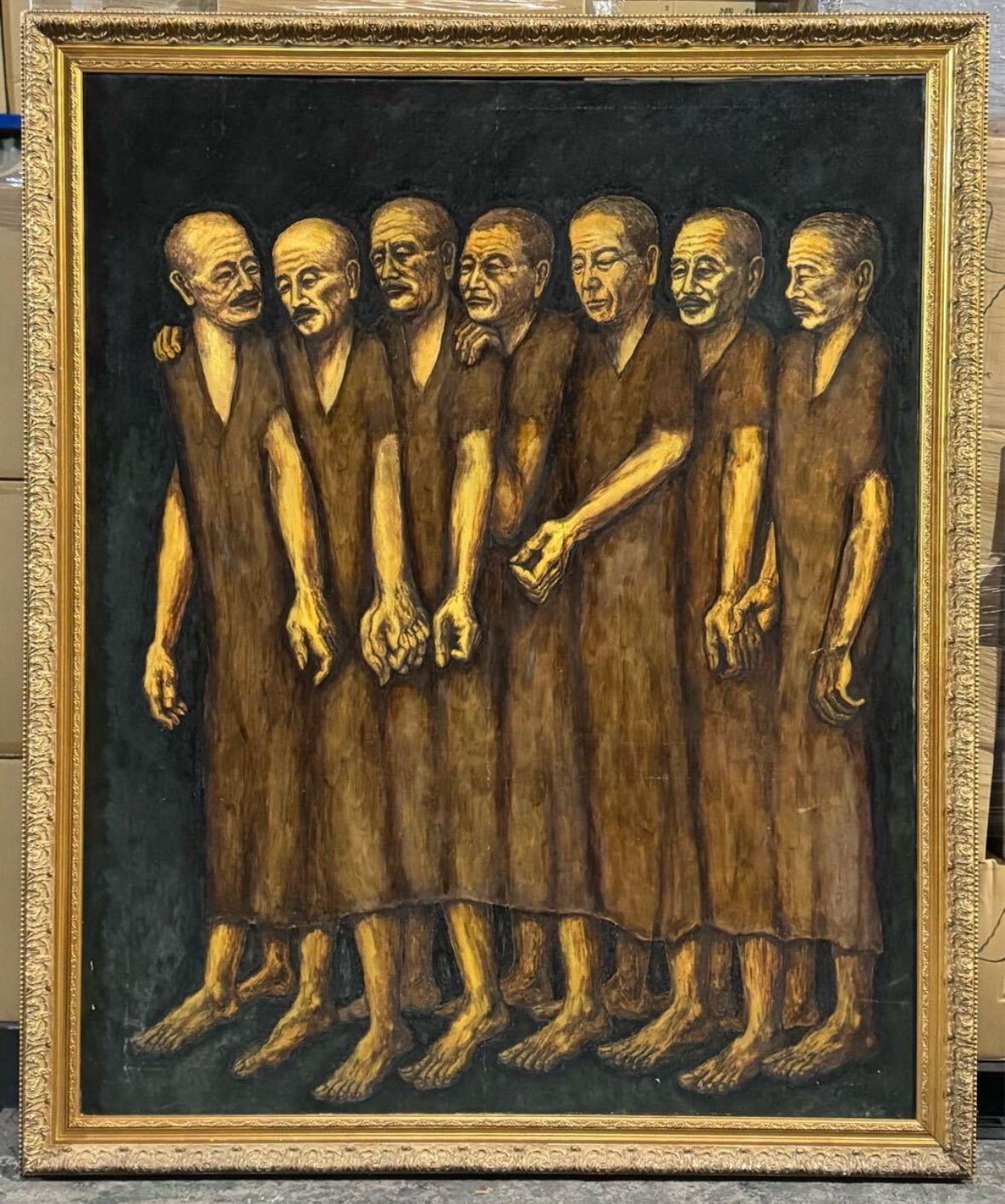 真作】絵画 油彩20号 風景画 静寂の湖畔と雄大な山々の